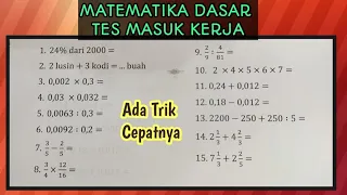 SOAL MATEMATIKA DASAR TES MASUK KERJA YANG SERING KELUAR DI PSIKOTES