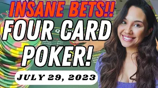 INSANE BETS!! I BET A BLACK CHIP 👀 Four Card Poker at @HollywoodCTown 🖤 WILD! ☻ → July 29, 2023