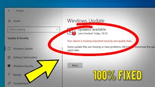 Your Device Is Missing Important Security and Quality Fixes - How To Fix Updates Failed Windows 10 ✅