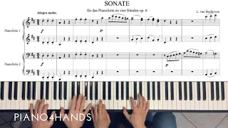 L. v. Beethoven - I. Allegro molto - Sonata in D major for piano four-hands, Op. 6 (Score)