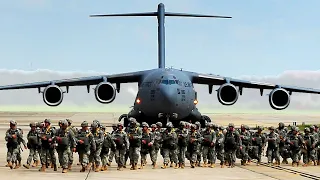 Paratroopers of the 82nd Airborne Division Jump from C-17 and C-130 Aircraft Over Fort Bragg