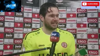 RWE Torwart Daniel Davari nach der Sensation gegen Leverkusen!