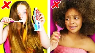 Girls Long Hair VS Curly Hair Struggles & Problems