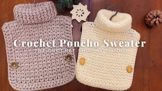 HOW TO CROCHET for Beginners How to Crochet a Top EASY ALL SIZES #1 Fast Poncho Sweater Baby & Kids