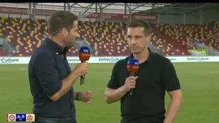 Jamie Redknapp threatens Garry Neville to look at him when he is talking to him