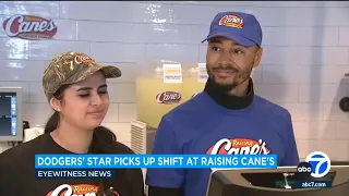 Dodger fans flock to Alhambra Raising Cane's as Mookie Betts serves customers