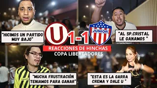 HINCHAS de UNIVERSITARIO reaccionan al EMPATE ante JUNIOR por 1 a 1 | COPA LIBERTADORES