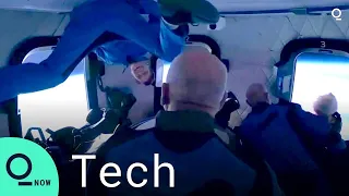 Bezos and Crew Experience Zero Gravity on Blue Origin Space Flight