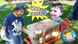 OOBLECK SLIME CHALLENGE! 450lbs Cornstarch Family Fun! FUNnel Family