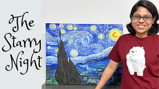 "The Starry Night" 🌃 by Vincent Van Gogh ||✨ Art reproduction using acrylic paint ||Time-lapse