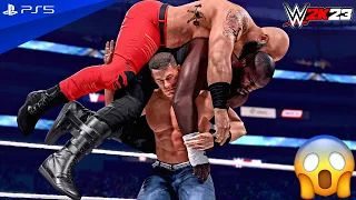 WWE 2K23 - John Cena vs. Omos & Braun Strowman - 2 On 1 Handicap Match at WrestleMania | PS5™ [4K60]