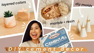 AESTHETIC CONCRETE DIY DECOR THAT’S FUNCTIONAL! | Marble Cement Resin Flowers, Candle Silicone Mold
