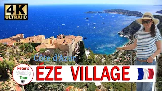 Èze Village, Cote d'Azur,  France,  Walking Tour 4K ❤️   The most beautiful historic village