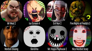 Mr Meat 2, Ice Scream 4, Evil Nun 2, Five Nights at Freddy's 3, Nextbot Chasing, Slendrina ...