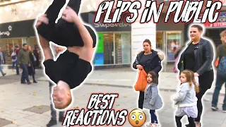 CRAZY FLIPS IN PUBLIC! | BEST REACTIONS SO FAR 😮 | FLIPS & KICKS