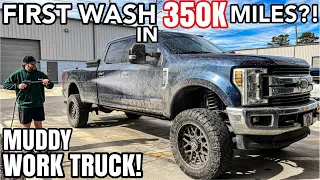 First Wash In 350K Miles!? | Deep Cleaning A MUDDY Ford F350 | Insane Car Detailing Transformation!