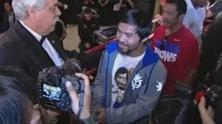 Manny Pacquiao and Juan Manuel Marquez arrive in Las Vegas for fight