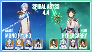 C6 Ayato Mono Hydro & C6 Xiao Xianyun Hypercarry | Spiral Abyss 4.4 | Genshin Impact