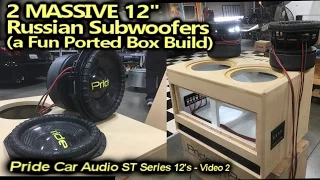 Ported Box Build - 2 MASSIVE Russian Carbon Fiber 12" Subwoofers - Wired up & Test listen video 2