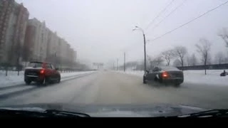 NEW scary fast car accident on icy road in Russia !Skoda Octavia crash