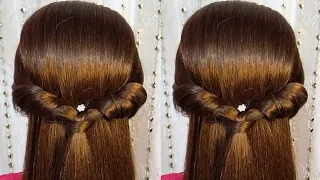beautiful and easy hairstyle for girls | simple hairstyle for everyday | cute open hairstyle girls
