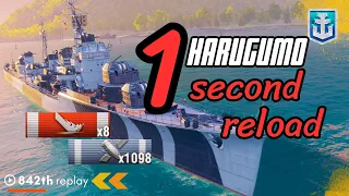 Unleashing Chaos: Harugumo's 1-Second Reload Shreds Enemies with 8 Kills in World of Warships