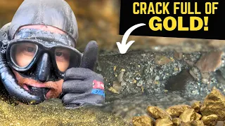 FINDING GOLD IN RIVERS! Can you believe I built this and got this amount of GOLD out of one crack!