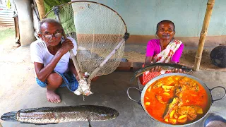 Traditionalcfishing & cooking big shol fish curry | how our grandmother & grandfather traping fish