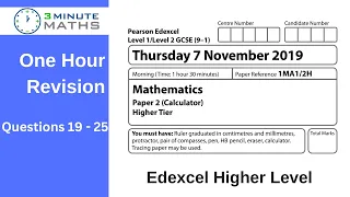 Revise Edexcel maths Higher November 2019 P2 Q19 - 25