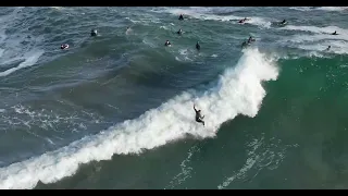 Drone footage of Newport Beach’s Wedge as it goes wild with largest swell of summer season.