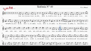 Sinfonia N° 40 di W. A. Mozart -  Flauto dolce - Note - Spartito - Karaoke - Canto - Musica