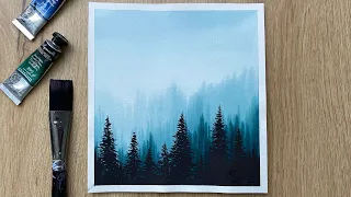 Watercolor Painting Tutorial | Misty Forest Watercolor Painting For Beginners