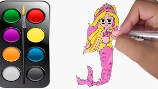 How to Draw Barbie Mermaid For Kids, How to Draw Barbie Mermaid,  Jassu Kids Arts