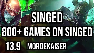 SINGED vs MORDEKAISER (TOP) | 800+ games, 4/1/3, 1.0M mastery | KR Master | 13.9