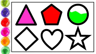 2d Shapes Name, Shapes Drawing, Drawing Shapes, Shapes Coloring Pages, Toddler Learning Video #1