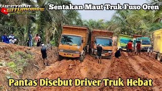 Don't Want to Give Up!! Fuso Truck Forced to Run All the Way Through Mud