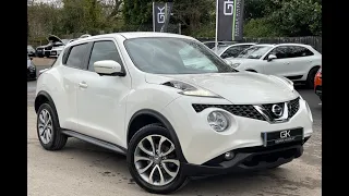 2017 Nissan Juke Tekna Xtronic Auto in Pearl White with Black Leather for sale at George Kingsley