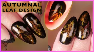 Autumnal Leaf Design With Magic Cat's Eye Polish