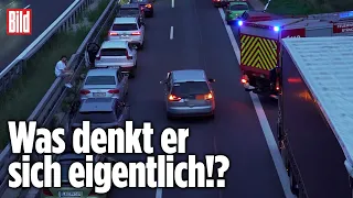 Dreister Autofahrer: Rettungsgasse wird missbraucht