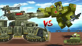 Soviet Robo-monster VS American monster. KV-44 is shocked! - Cartoons about tanks