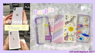 Purple iPhone 11 💜 UNBOXING 2021 + shopee accessories -ˏˋ⋆ ̥