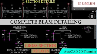 Beam Detailing in AutoCAD || L-section  & Cross-Section of Beam ||  Complete Tutorial in English