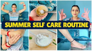 SUMMER SELF CARE Routine 🌞 🌷 Haircare, Skincare, De-Tan 🤩 Summer Self Care Routine ☀️ Skin Care Tips