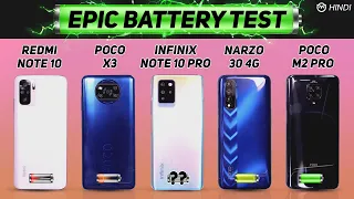 Realme Narzo 30 4G vs Redmi Note 10, Infinix Note 10 Pro Battery Drain Test | Charging | Gaming Test