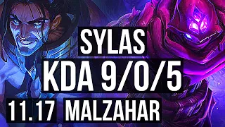 SYLAS vs MALZAHAR (MID) | 9/0/5, Legendary, 300+ games | EUW Grandmaster | v11.17