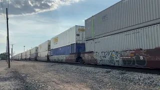 BNSF 6932 EB Leads Q-ROBCHI Intermodal Train With Friendly Crew In Laredo, Texas 3/31/23