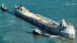 TOWING AFTER FIRE ABOARD THE M/V CUYAHOGA by Windsor Aerial Drone Photography