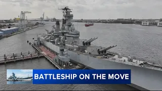 LIVE LOOK: USS New Jersey to move down Delaware River to dry dock