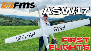 MAIDEN & CG TEST • FMS ASW-17 2500mm Glider RC PLANE • (English/Français 4K 60fps)