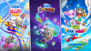 Talking Tom Blast Park New Update 2023 Vs Talking Tom Time Rush Vs Talking Tom Fly Run Gameplay